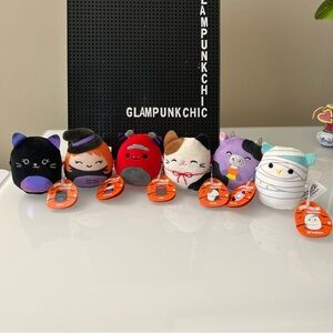 NWT Squishmallows Halloween Micromallow Lot Of 6 Alexie Cow Cat Witch Jeb Owl